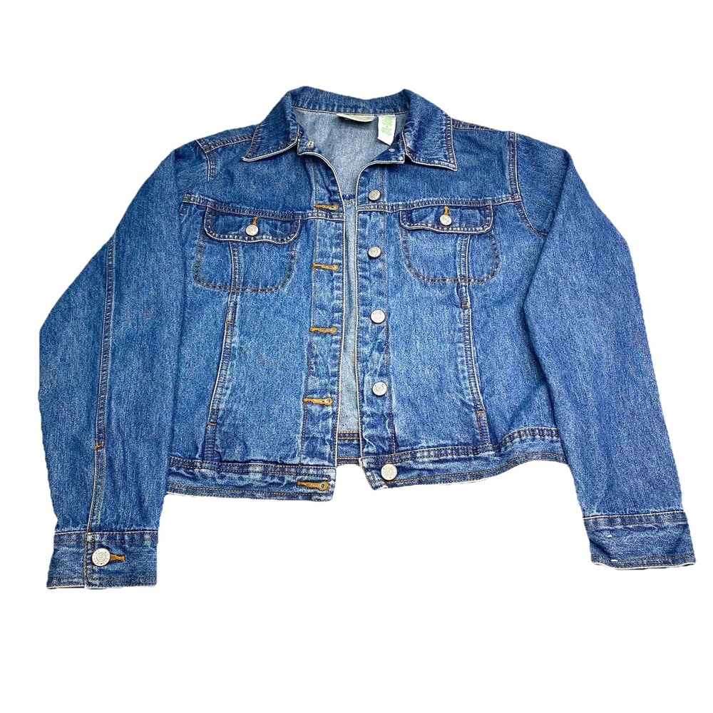 Bill Blass Jeanswear Womens Blue Denim Trucker Jacket Medium Wash Cotton Size M